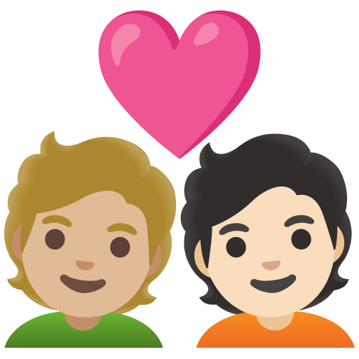 Google design of the couple with heart: person person medium-light skin tone light skin tone emoji verson:Noto Color Emoji 15.0