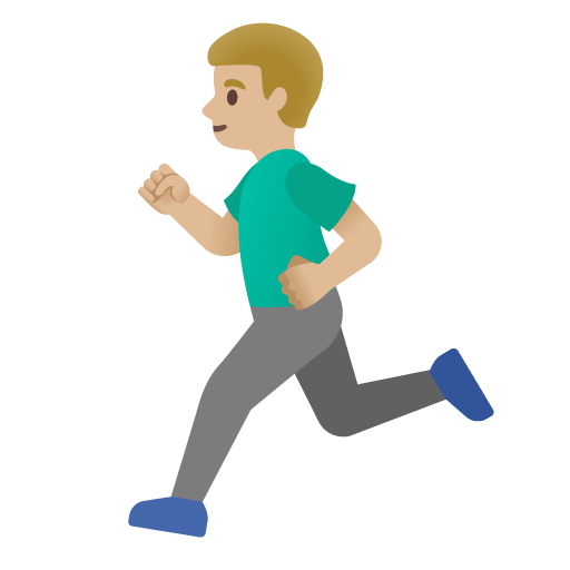 Google design of the man running: medium-light skin tone emoji verson:Noto Color Emoji 15.0