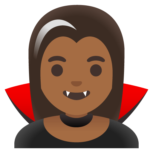 Google design of the woman vampire: medium-dark skin tone emoji verson:Noto Color Emoji 15.0