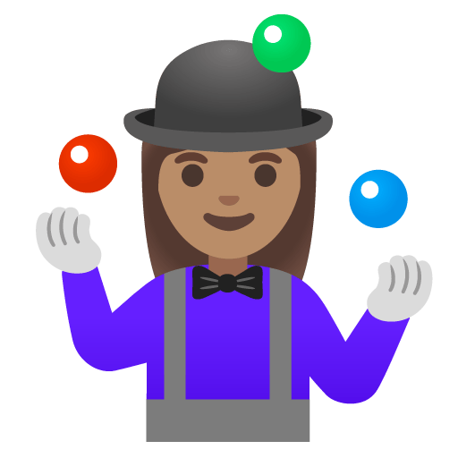 Google design of the woman juggling: medium skin tone emoji verson:Noto Color Emoji 15.0