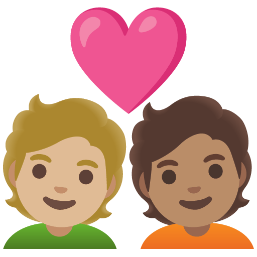 Google design of the couple with heart: person person medium-light skin tone medium skin tone emoji verson:Noto Color Emoji 15.0