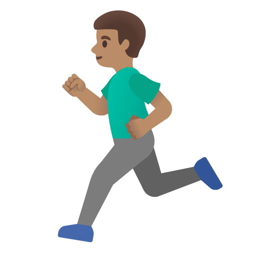 Google design of the man running: medium skin tone emoji verson:Noto Color Emoji 15.0