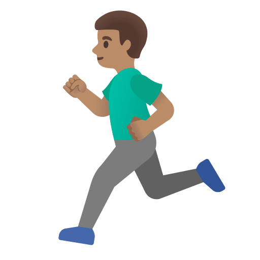 Google design of the man running: medium skin tone emoji verson:Noto Color Emoji 15.0