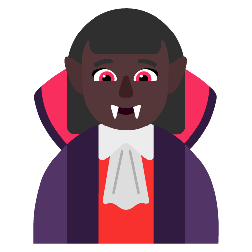Microsoft design of the woman vampire: dark skin tone emoji verson:Windows-11-22H2