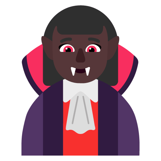 Microsoft design of the woman vampire: dark skin tone emoji verson:Windows-11-22H2
