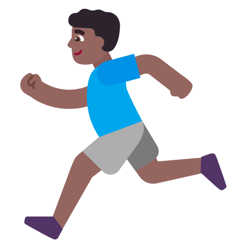 Microsoft design of the man running: medium-dark skin tone emoji verson:Windows-11-22H2