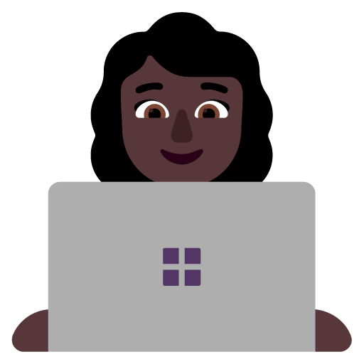 Microsoft design of the woman technologist: dark skin tone emoji verson:Windows-11-22H2