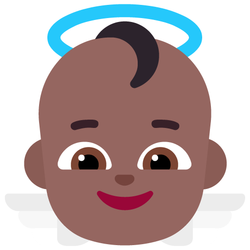 Microsoft design of the baby angel: medium-dark skin tone emoji verson:Windows-11-22H2