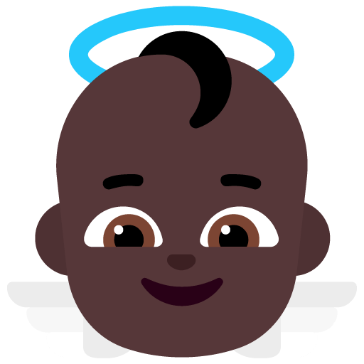 Microsoft design of the baby angel: dark skin tone emoji verson:Windows-11-22H2