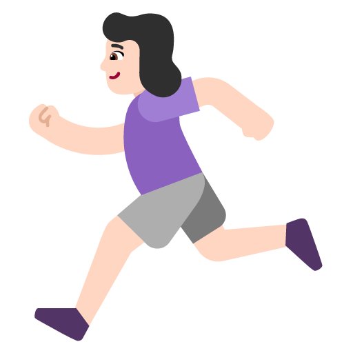 Microsoft design of the woman running: light skin tone emoji verson:Windows-11-22H2