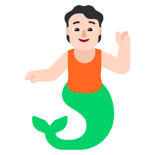 Microsoft design of the merperson: light skin tone emoji verson:Windows-11-22H2