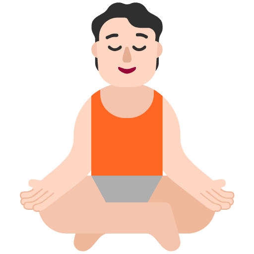 Microsoft design of the person in lotus position: light skin tone emoji verson:Windows-11-22H2