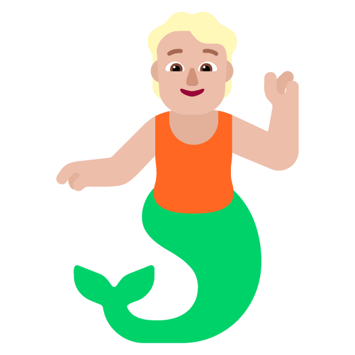 Microsoft design of the merperson: medium-light skin tone emoji verson:Windows-11-22H2