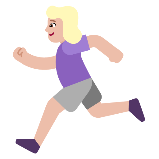 Microsoft design of the woman running: medium-light skin tone emoji verson:Windows-11-22H2