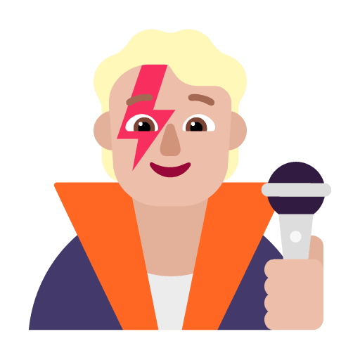 Microsoft design of the singer: medium-light skin tone emoji verson:Windows-11-22H2