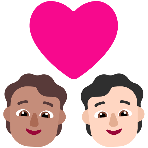 Microsoft design of the couple with heart: person person medium skin tone light skin tone emoji verson:Windows-11-22H2