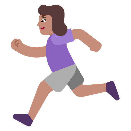 Microsoft design of the woman running: medium skin tone emoji verson:Windows-11-22H2