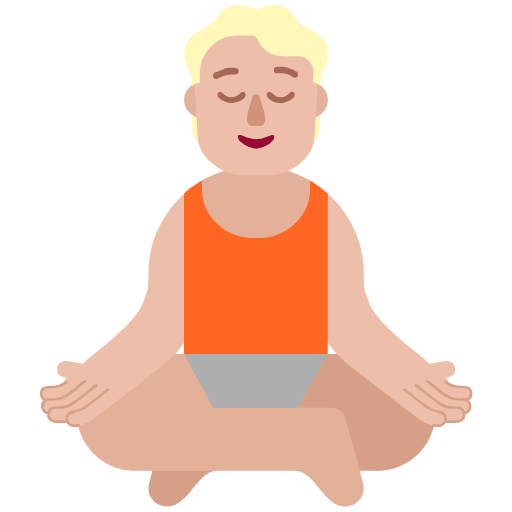 Microsoft design of the person in lotus position: medium-light skin tone emoji verson:Windows-11-22H2