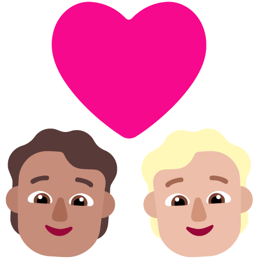 Microsoft design of the couple with heart: person person medium skin tone medium-light skin tone emoji verson:Windows-11-22H2