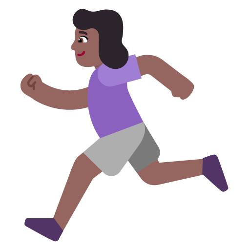 Microsoft design of the woman running: medium-dark skin tone emoji verson:Windows-11-22H2