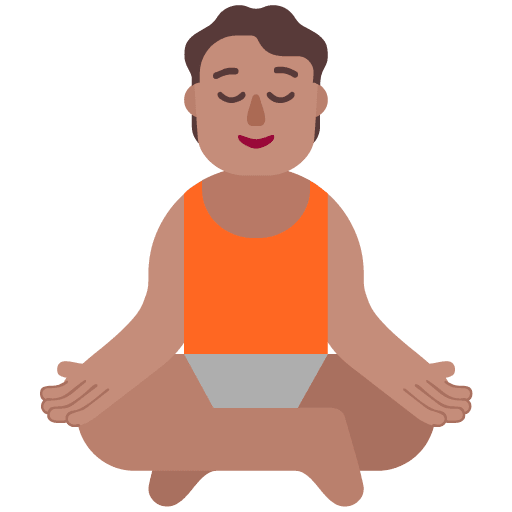 Microsoft design of the person in lotus position: medium skin tone emoji verson:Windows-11-22H2