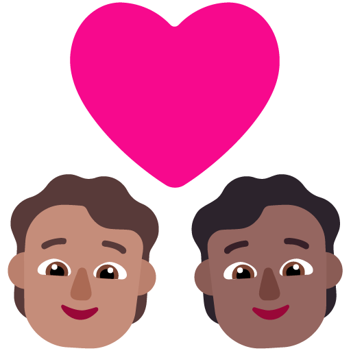 Microsoft design of the couple with heart: person person medium skin tone medium-dark skin tone emoji verson:Windows-11-22H2