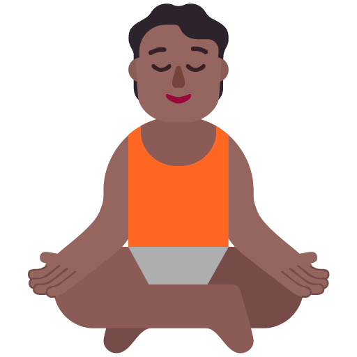 Microsoft design of the person in lotus position: medium-dark skin tone emoji verson:Windows-11-22H2