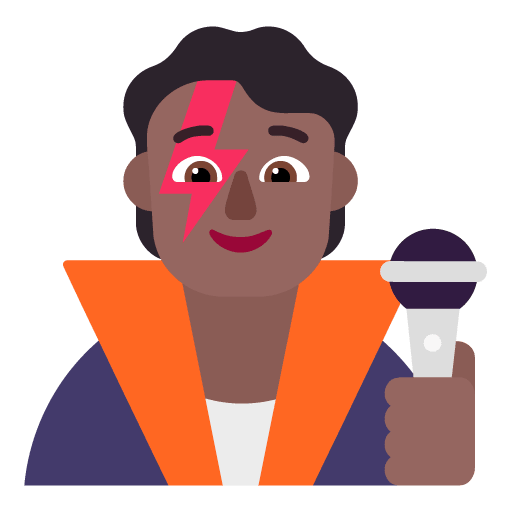 Microsoft design of the singer: medium-dark skin tone emoji verson:Windows-11-22H2