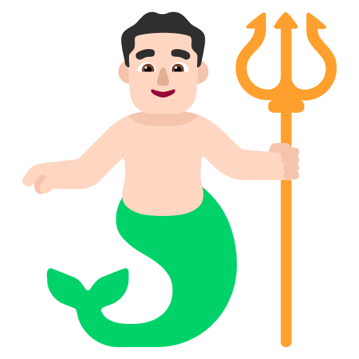 Microsoft design of the merman: light skin tone emoji verson:Windows-11-22H2