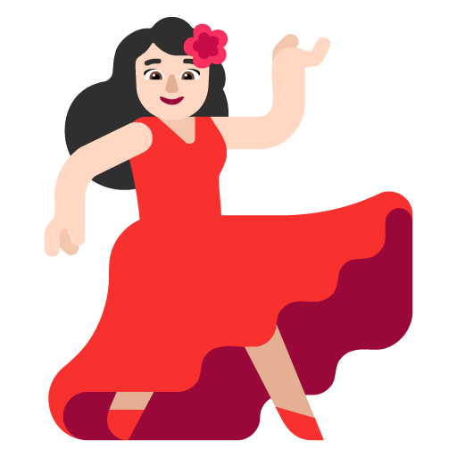 Microsoft design of the woman dancing: light skin tone emoji verson:Windows-11-22H2