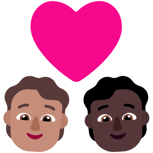 Microsoft design of the couple with heart: person person medium skin tone dark skin tone emoji verson:Windows-11-22H2