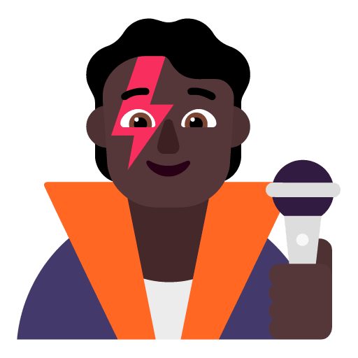 Microsoft design of the singer: dark skin tone emoji verson:Windows-11-22H2