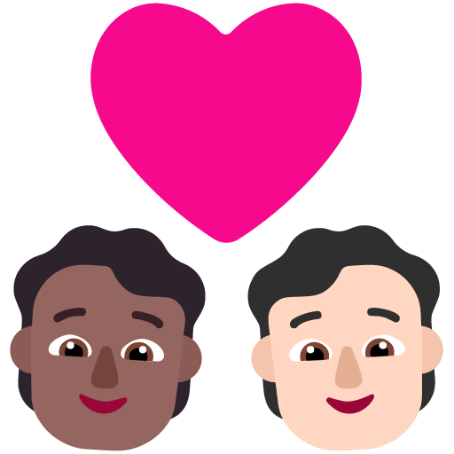Microsoft design of the couple with heart: person person medium-dark skin tone light skin tone emoji verson:Windows-11-22H2