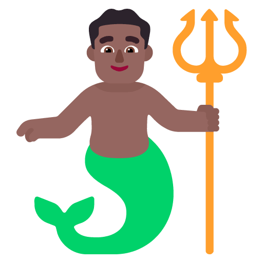 Microsoft design of the merman: medium-dark skin tone emoji verson:Windows-11-22H2