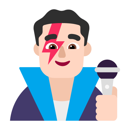 Microsoft design of the man singer: light skin tone emoji verson:Windows-11-22H2