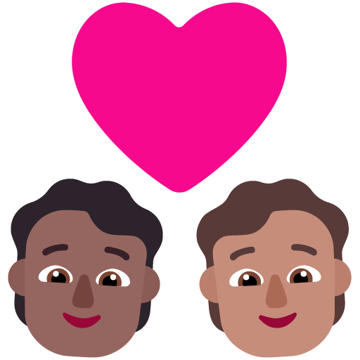 Microsoft design of the couple with heart: person person medium-dark skin tone medium skin tone emoji verson:Windows-11-22H2