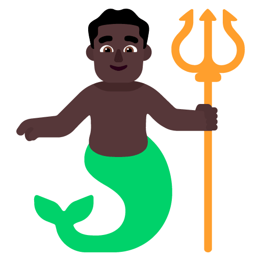 Microsoft design of the merman: dark skin tone emoji verson:Windows-11-22H2