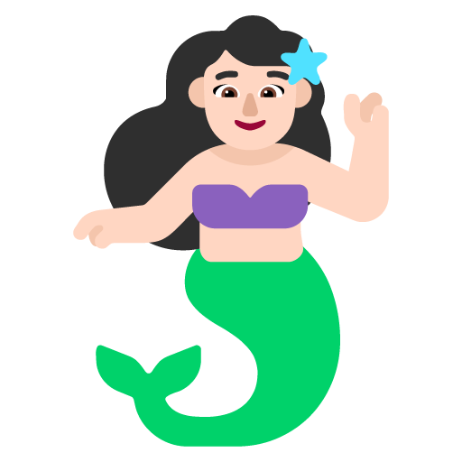 Microsoft design of the mermaid: light skin tone emoji verson:Windows-11-22H2