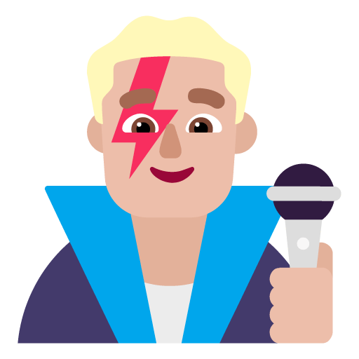 Microsoft design of the man singer: medium-light skin tone emoji verson:Windows-11-22H2