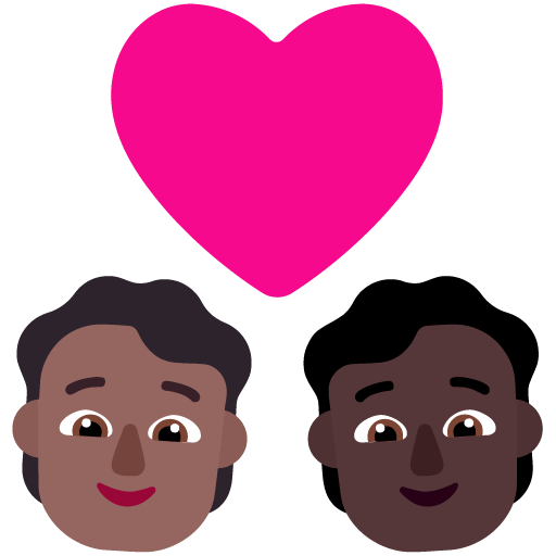Microsoft design of the couple with heart: person person medium-dark skin tone dark skin tone emoji verson:Windows-11-22H2
