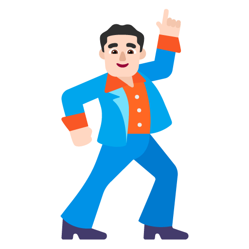Microsoft design of the man dancing: light skin tone emoji verson:Windows-11-22H2