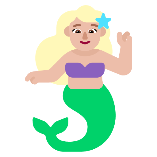 Microsoft design of the mermaid: medium-light skin tone emoji verson:Windows-11-22H2