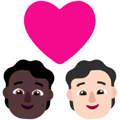 Microsoft design of the couple with heart: person person dark skin tone light skin tone emoji verson:Windows-11-22H2