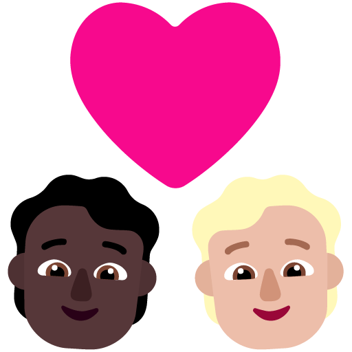 Microsoft design of the couple with heart: person person dark skin tone medium-light skin tone emoji verson:Windows-11-22H2
