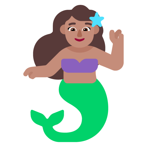 Microsoft design of the mermaid: medium skin tone emoji verson:Windows-11-22H2