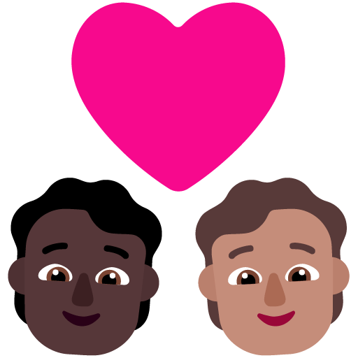 Microsoft design of the couple with heart: person person dark skin tone medium skin tone emoji verson:Windows-11-22H2