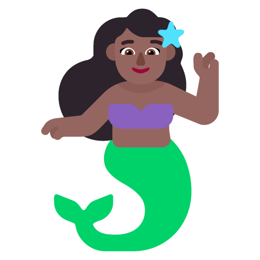 Microsoft design of the mermaid: medium-dark skin tone emoji verson:Windows-11-22H2