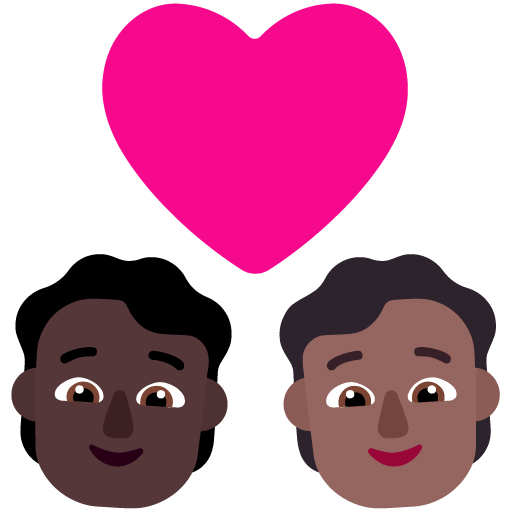 Microsoft design of the couple with heart: person person dark skin tone medium-dark skin tone emoji verson:Windows-11-22H2