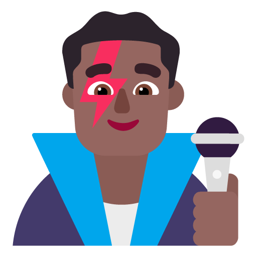 Microsoft design of the man singer: medium-dark skin tone emoji verson:Windows-11-22H2