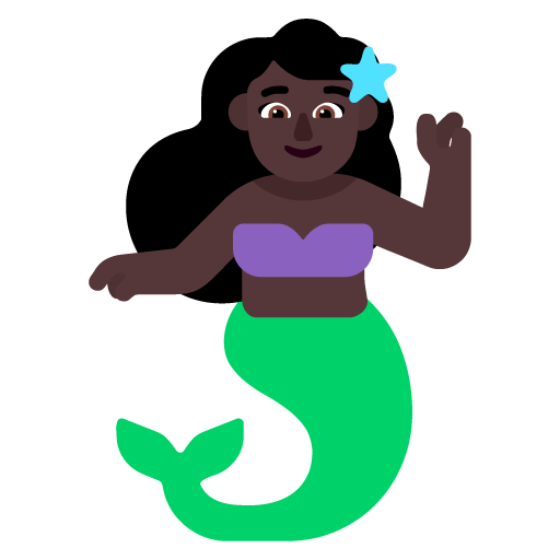 Microsoft design of the mermaid: dark skin tone emoji verson:Windows-11-22H2